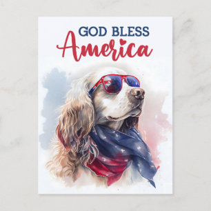 Patriotischer Spaniel Hund, Gott segne Amerika Pos Postkarte