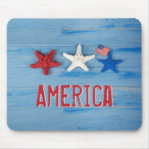 Patriotischer Starfish mit amerikanischer Flagge Mousepad