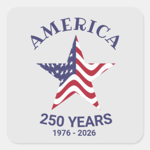 Patriotischer Stern 250 Jahr Amerikanische Flagge Quadratischer Aufkleber