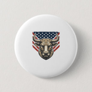 Patriotischer Stierkopf Vintage Gravur Vektor Kuns Button