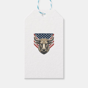 Patriotischer Stierkopf Vintage Gravur Vektor Kuns Geschenkanhänger