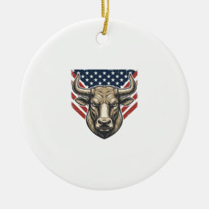 Patriotischer Stierkopf Vintage Gravur Vektor Kuns Keramik Ornament