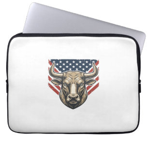 Patriotischer Stierkopf Vintage Gravur Vektor Kuns Laptopschutzhülle