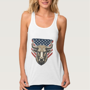 Patriotischer Stierkopf Vintage Gravur Vektor Kuns Tank Top