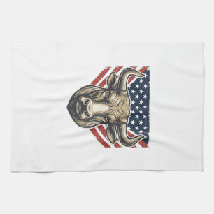 Patriotischer Stierkopf Vintage-Stich Vektor Kunst Geschirrtuch