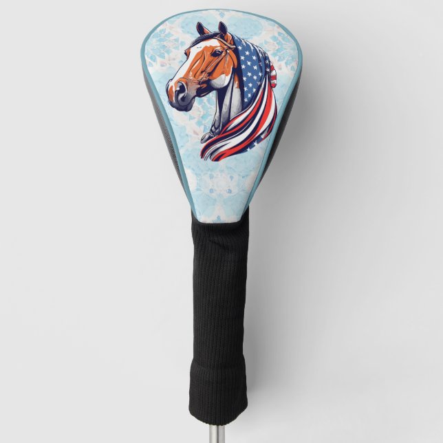 Patriotischer Stolz : Viertelpferd mit amerikanisc Golf Headcover (Vorderseite)