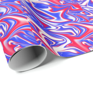 Patriotischer Swirl: Roter weißer und blauer Marmo Geschenkpapier
