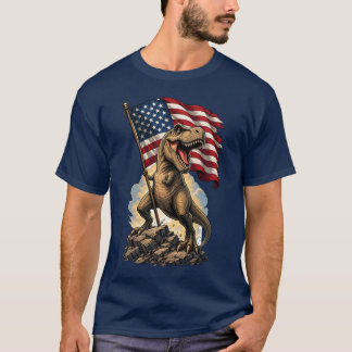 Patriotischer T-Rex Amerikanischer Flagge Dinosaur T-Shirt