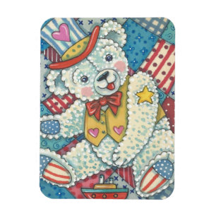 PATRIOTISCHER TEDDDY BEAR & QUILT MAGNET