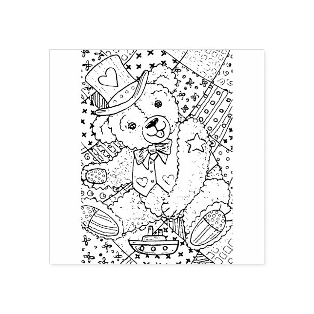 PATRIOTISCHER TEDDY BAR, PATCHWORT QUILT RUBBER BR GUMMISTEMPEL (Prägung)