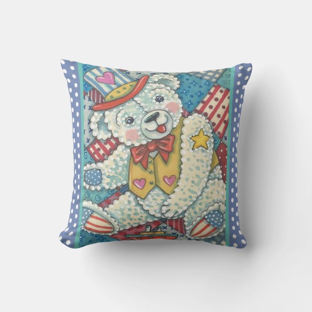 PATRIOTISCHER TEDDY BAR & QUILLE THROW PILLOW KISSEN (Vorderseite)