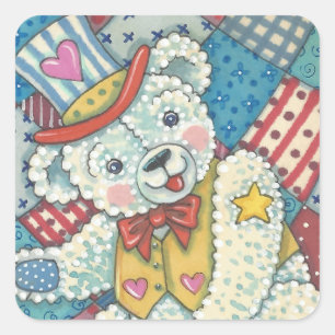 PATRIOTISCHER TEDDY-Bär, QUILT STICKERS Square *Bl