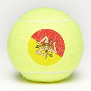 Patriotischer Tennisball mit der Flagge Siziliens, Tennisbälle