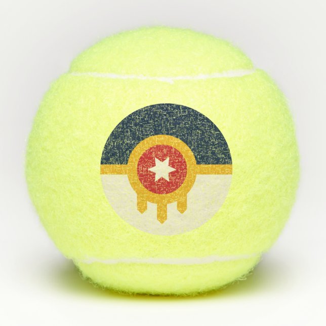 Patriotischer Tennisball mit Flagge von Tulsa, Okl Tennisbälle (Vorderseite)