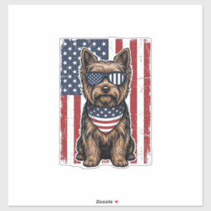 Patriotischer Terrier-Hund Vintage-Flagge Vektor-D Aufkleber