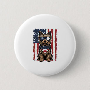 Patriotischer Terrier-Hund Vintage-Flagge Vektor-D Button