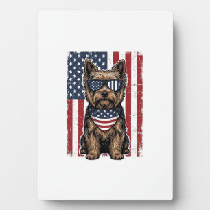 Patriotischer Terrier-Hund Vintage-Flagge Vektor-D Fotoplatte
