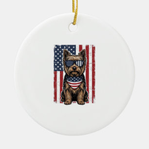 Patriotischer Terrier-Hund Vintage-Flagge Vektor-D Keramik Ornament