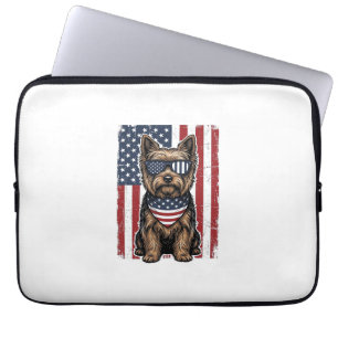 Patriotischer Terrier-Hund Vintage-Flagge Vektor-D Laptopschutzhülle
