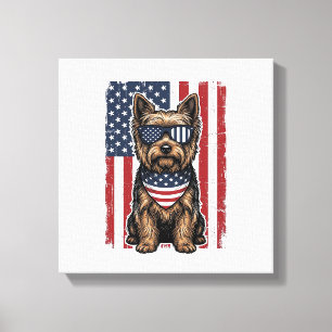 Patriotischer Terrier-Hund Vintage-Flagge Vektor-D Leinwanddruck