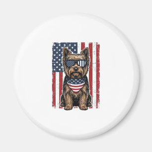 Patriotischer Terrier-Hund Vintage-Flagge Vektor-D Magnet