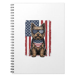 Patriotischer Terrier-Hund Vintage-Flagge Vektor-D Notizblock