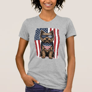 Patriotischer Terrier-Hund Vintage-Flagge Vektor-D T-Shirt