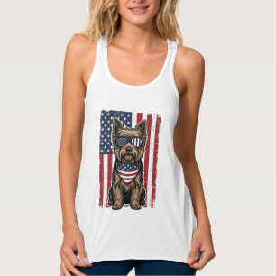 Patriotischer Terrier-Hund Vintage-Flagge Vektor-D Tank Top