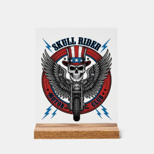 Patriotischer Totenkopf Motorrad Adler Vintage Acrylschild