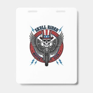 Patriotischer Totenkopf Motorrad Adler Vintage Ausweis