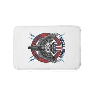 Patriotischer Totenkopf Motorrad Adler Vintage Badematte