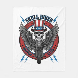 Patriotischer Totenkopf Motorrad Adler Vintage Fleecedecke