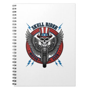 Patriotischer Totenkopf Motorrad Adler Vintage Notizblock