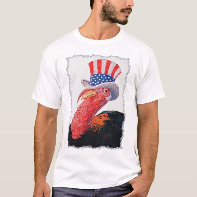 Patriotischer tragender US Flagge-Spitzenhut der T-Shirt (Vorderseite)