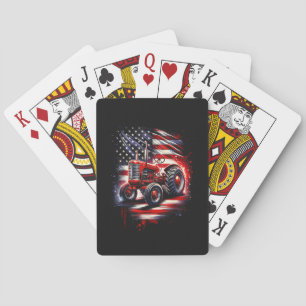 Patriotischer Traktor 4. Juli Amerikanische Flagge Spielkarten