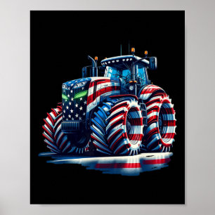 Patriotischer Traktor Amerikanische Flagge Poster