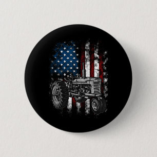 Patriotischer Traktor Amerikanische Flagge Traktor Button