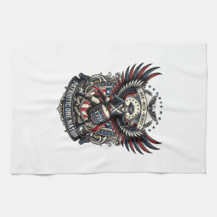 Patriotischer Trommler der Liberty Music Rock Meta Geschirrtuch