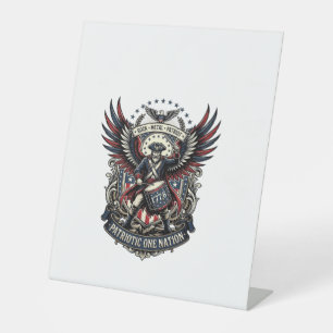 Patriotischer Trommler der Liberty Music Rock Meta Sockelschild