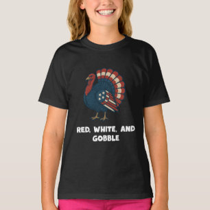 Patriotischer Truthahn Rot, Weiß & Gackern-Ameri T-Shirt