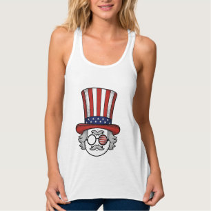 Patriotischer umgedrehter Zylinder Cartoon-Gesicht Tank Top