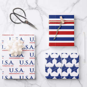 Patriotischer Unabhängigkeitstag der USA Geschenkpapier Set