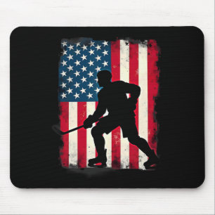 Patriotischer US-Flaggen-Eishockeyspieler Mousepad