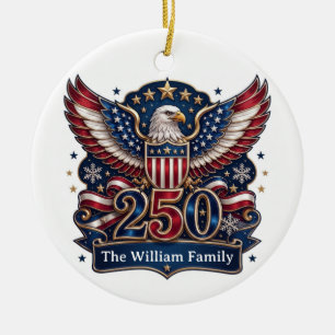 Patriotischer USA 250 Adler benutzerdefinierter Fa Keramik Ornament