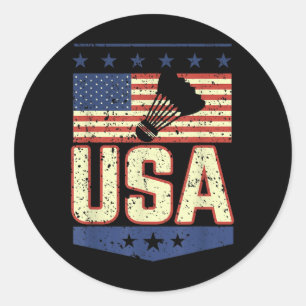 Patriotischer USA-Amerikanischer Flagge Badminton Runder Aufkleber