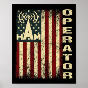 Patriotischer USA-Flagge-Funkamateur-Funkamateur Poster