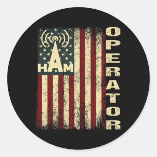 Patriotischer USA-Flagge-Funkamateur-Funkamateur Runder Aufkleber