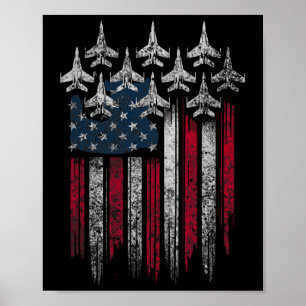 Patriotischer USA-Flagge-Kampfjets-Liebhaber 4. Ju Poster