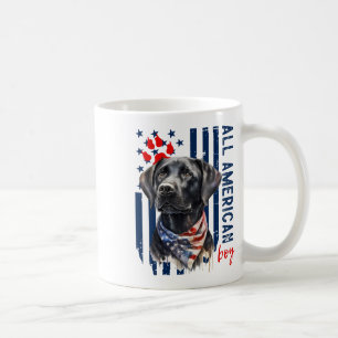 Patriotischer USA-Flagge Schwarzer Labrador All Am Kaffeetasse