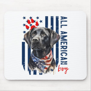 Patriotischer USA-Flagge Schwarzer Labrador All Am Mousepad